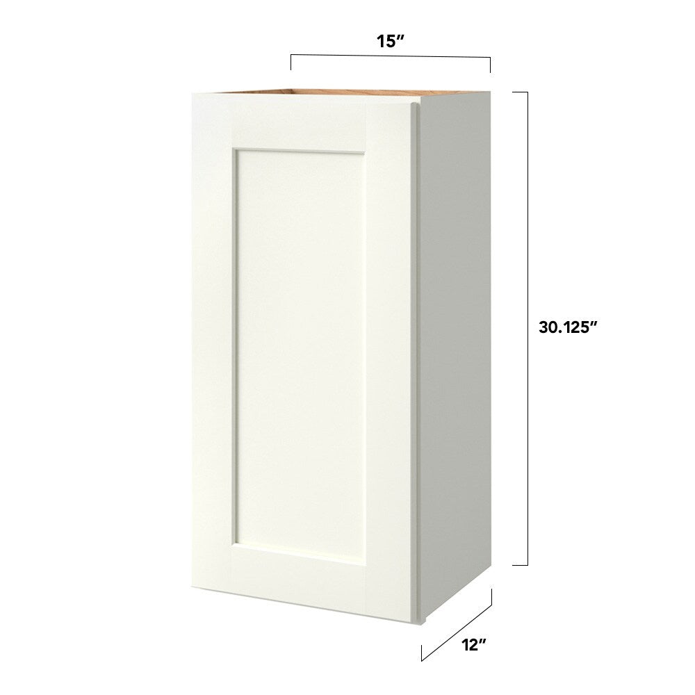allen + roth Aveley 15-in W x 30.125-in H x 12-in D Linen Wall Fully Assembled Cabinet (Flat Panel Shaker Door Style)