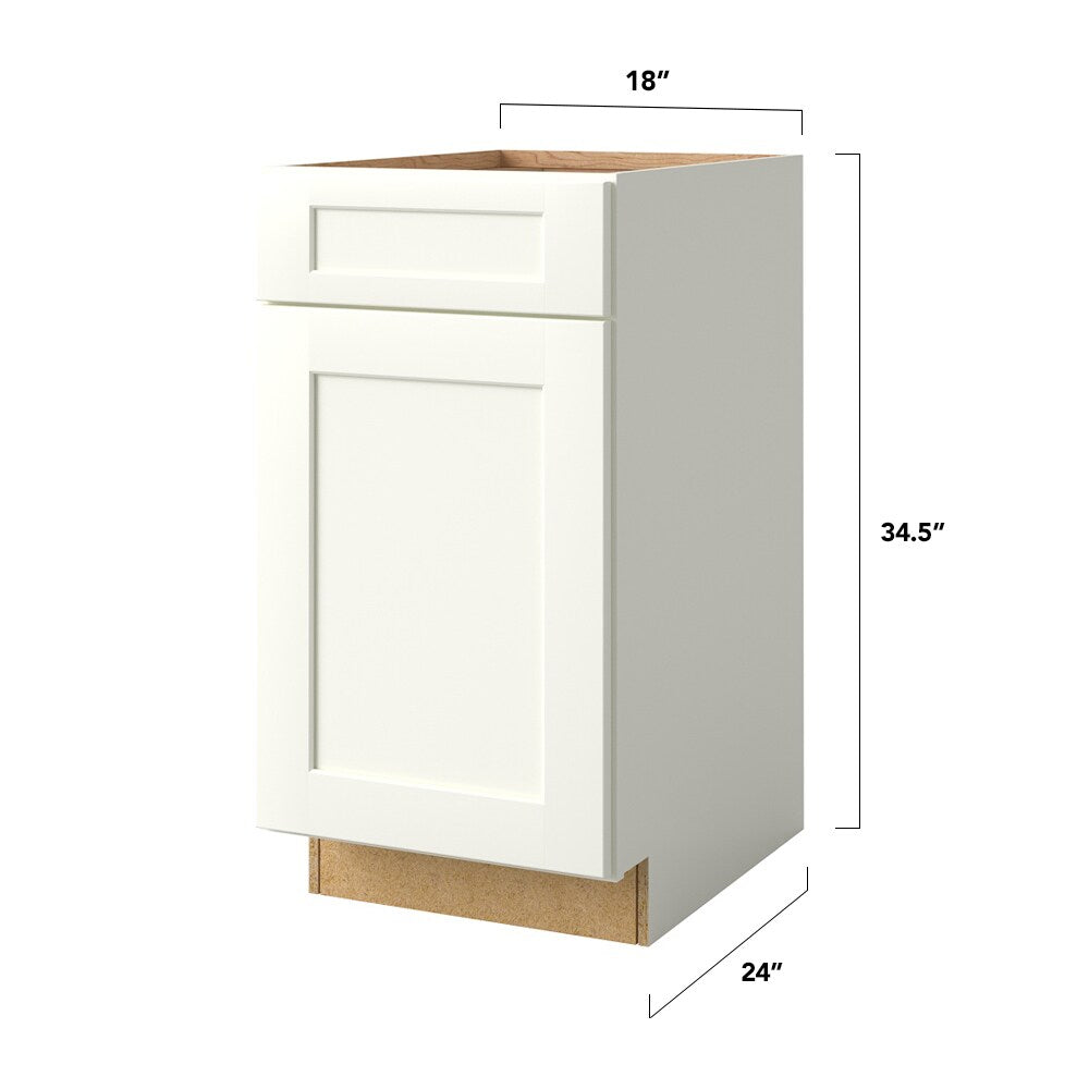 allen + roth Aveley 18-in W x 34.5-in H x 24-in D Linen 1-Drawer Pull-out Wastebasket Base Fully Assembled Cabinet (Flat Panel Shaker Style)