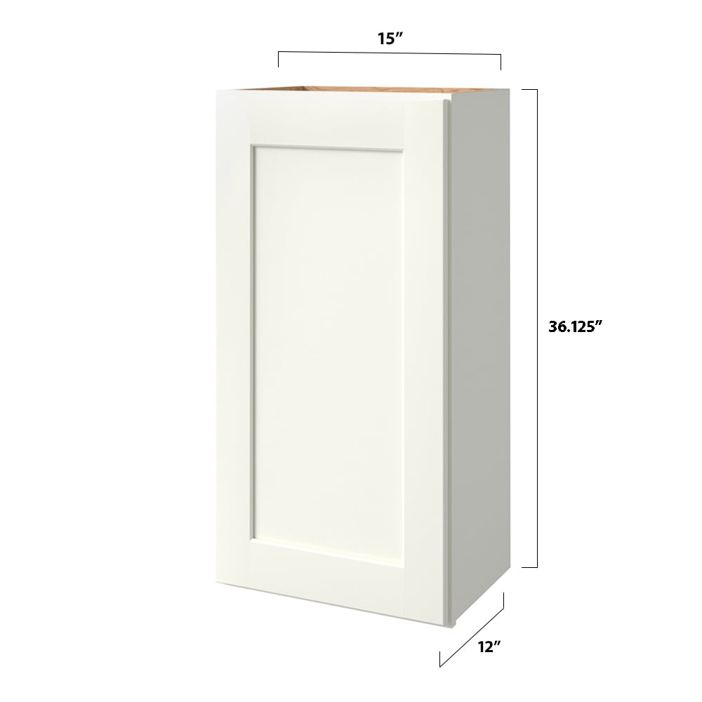 allen + roth Aveley 15-in W x 36.125-in H x 12-in D Linen Wall Fully Assembled Cabinet (Flat Panel Shaker Door Style)