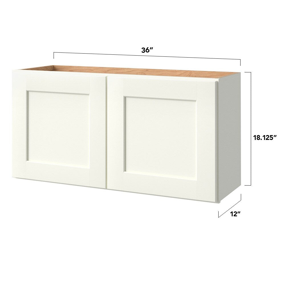 allen + roth Aveley 36-in W x 18.125-in H x 12-in D Linen Wall Fully Assembled Cabinet (Flat Panel Shaker Door Style)
