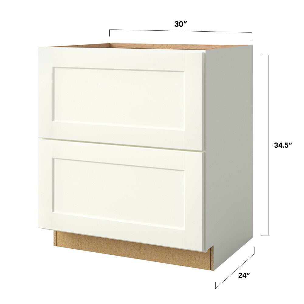 allen + roth Aveley 30-in W x 34.5-in H x 24-in D Linen 2-Drawer Base Fully Assembled Cabinet (Flat Panel Style)