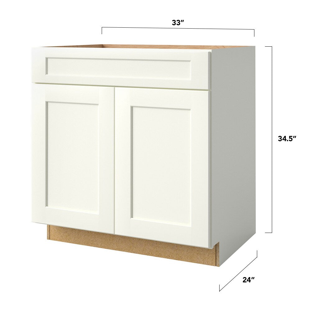 allen + roth Aveley 33-in W x 34.5-in H x 24-in D Linen Sink Base Fully Assembled Cabinet (Flat Panel Shaker Style)