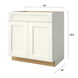 allen + roth Aveley 33-in W x 34.5-in H x 24-in D Linen Sink Base Fully Assembled Cabinet (Flat Panel Shaker Style)
