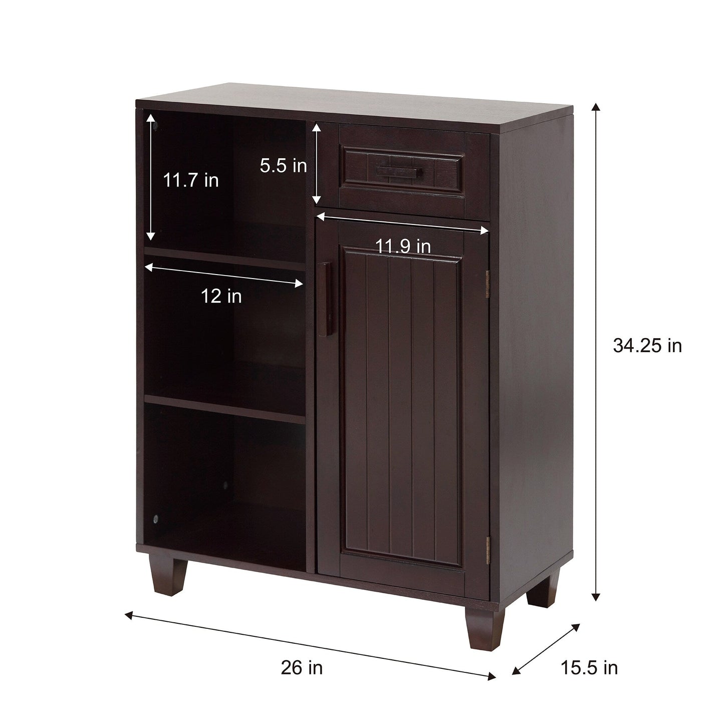 Teamson Home Catalina 26-in x 34.25-in x 15.5-in Espresso Freestanding Linen Cabinet