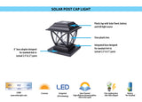 Harbor Breeze 4-in x 4-in 2-Pack 5-Lumen Black Solar LED Outdoor Post Cap Light (3500 K)