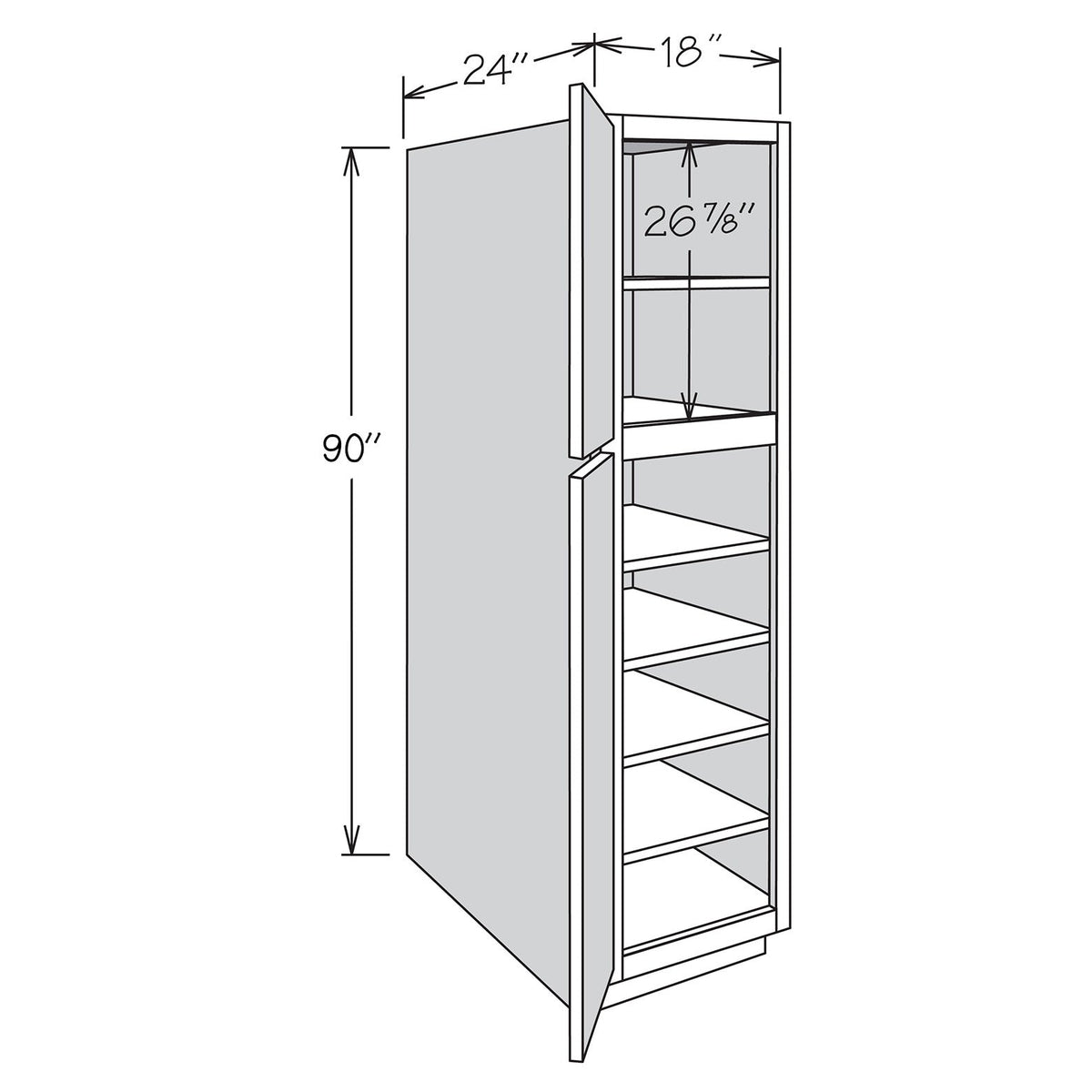 allen + roth McKeller 18-in W x 90-in H x 24-in D Linen Pantry Fully Assembled Cabinet (Flat Panel Square Door Style)