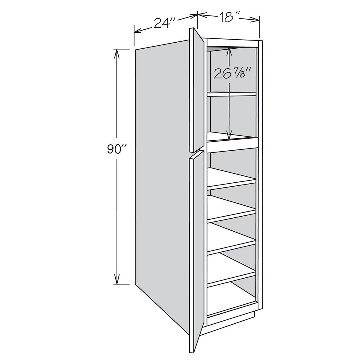 allen + roth Aveley 18-in W x 90-in H x 24-in D Linen Pantry Fully Assembled Cabinet (Flat Panel Shaker Door Style)