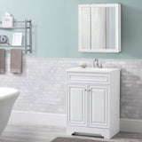 Project Source 24.25-in x 24-in Surface Mount White Mirrored Medicine Cabinet