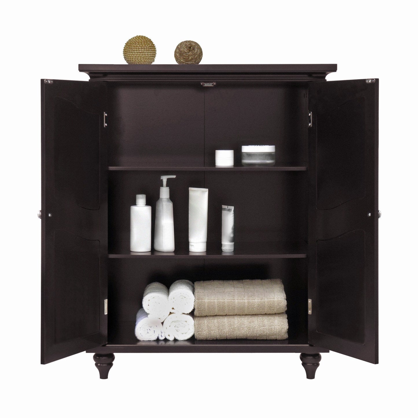 Teamson Home Versailles 27-in x 34-in x 13.5-in Dark Espresso Freestanding Linen Cabinet