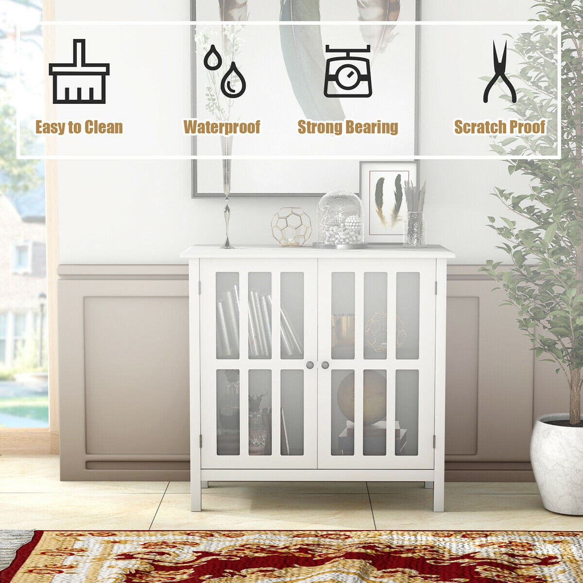 Costway 14-in W x 31-in H Wood Composite White Freestanding Utility Storage Cabinet