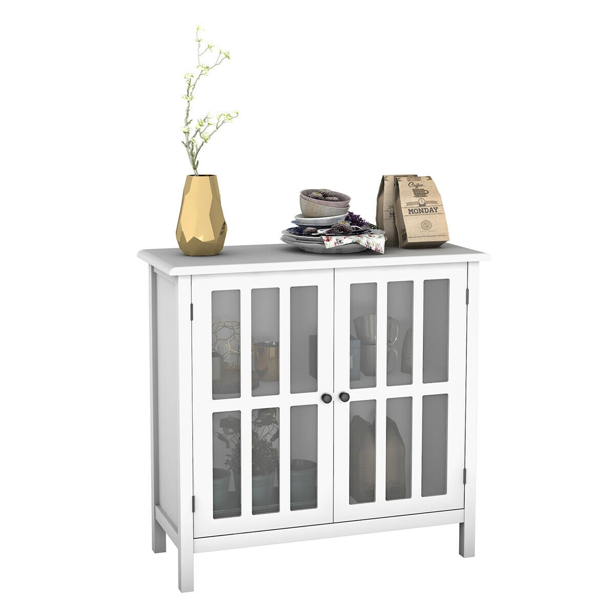 Costway 14-in W x 31-in H Wood Composite White Freestanding Utility Storage Cabinet