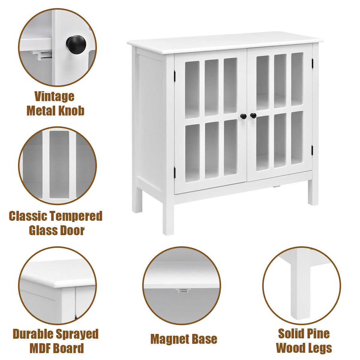 Costway 14-in W x 31-in H Wood Composite White Freestanding Utility Storage Cabinet
