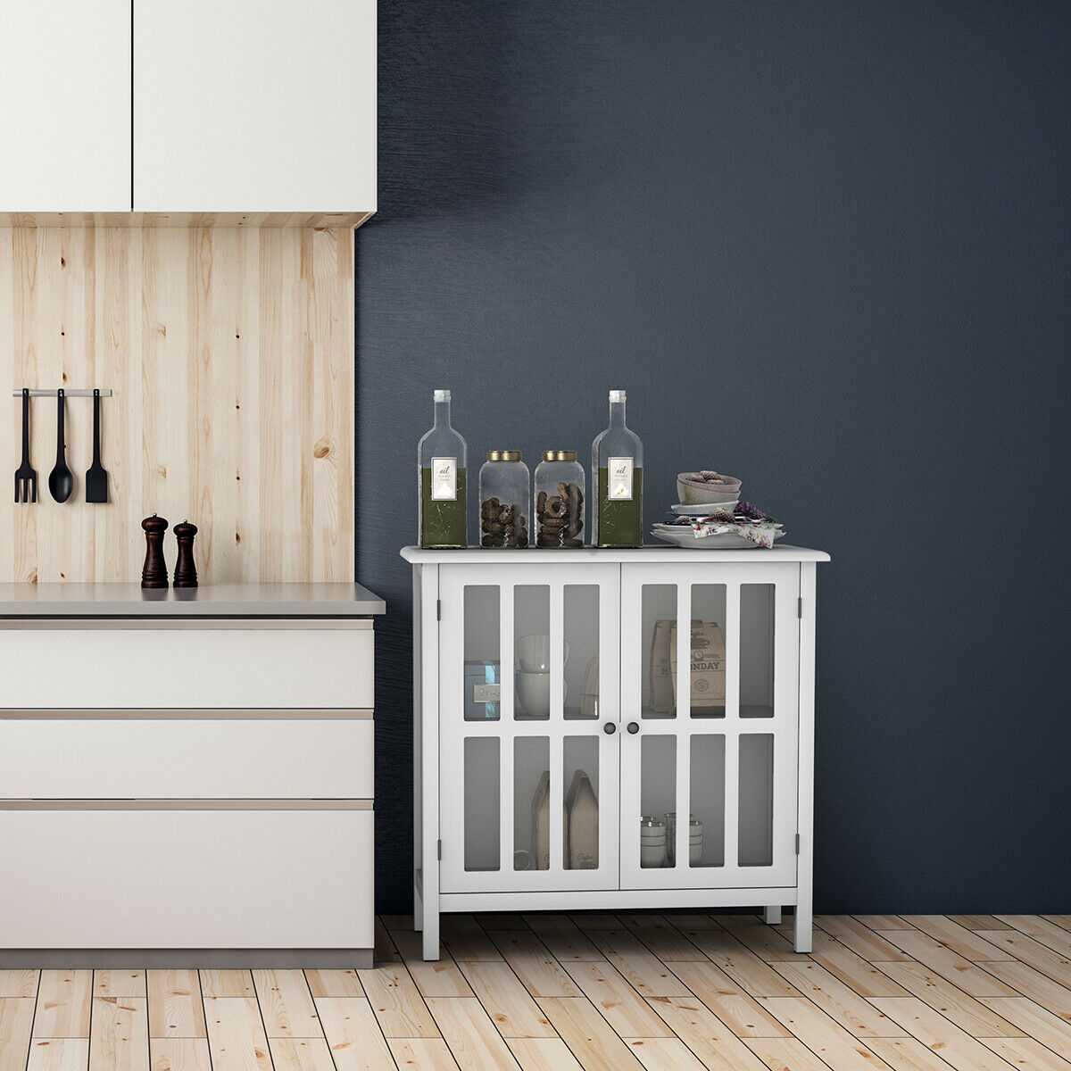 Costway 14-in W x 31-in H Wood Composite White Freestanding Utility Storage Cabinet