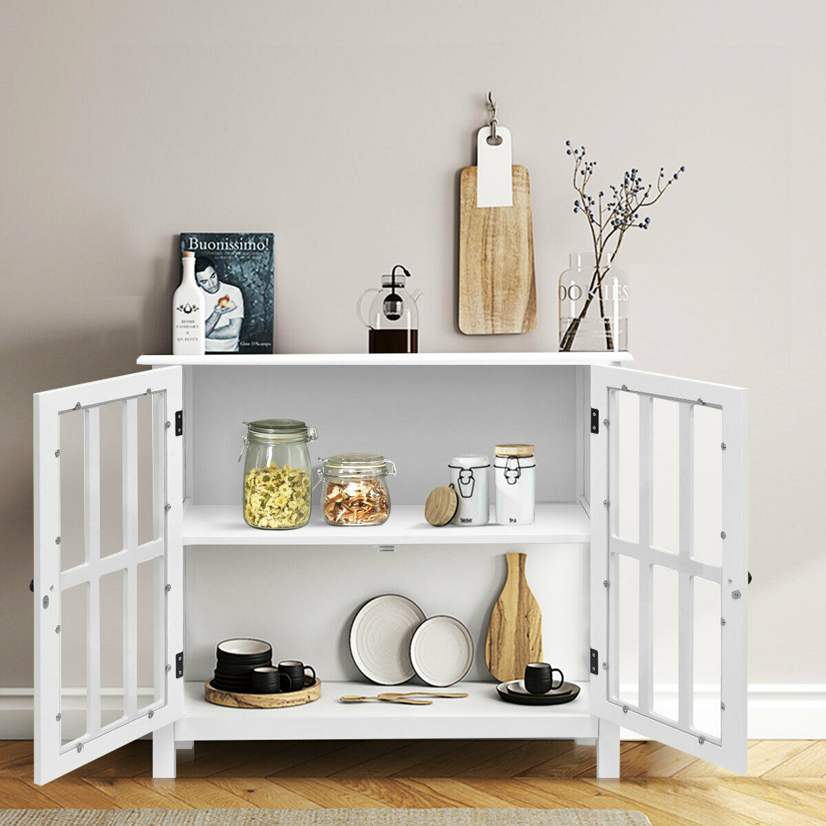 Costway 14-in W x 31-in H Wood Composite White Freestanding Utility Storage Cabinet