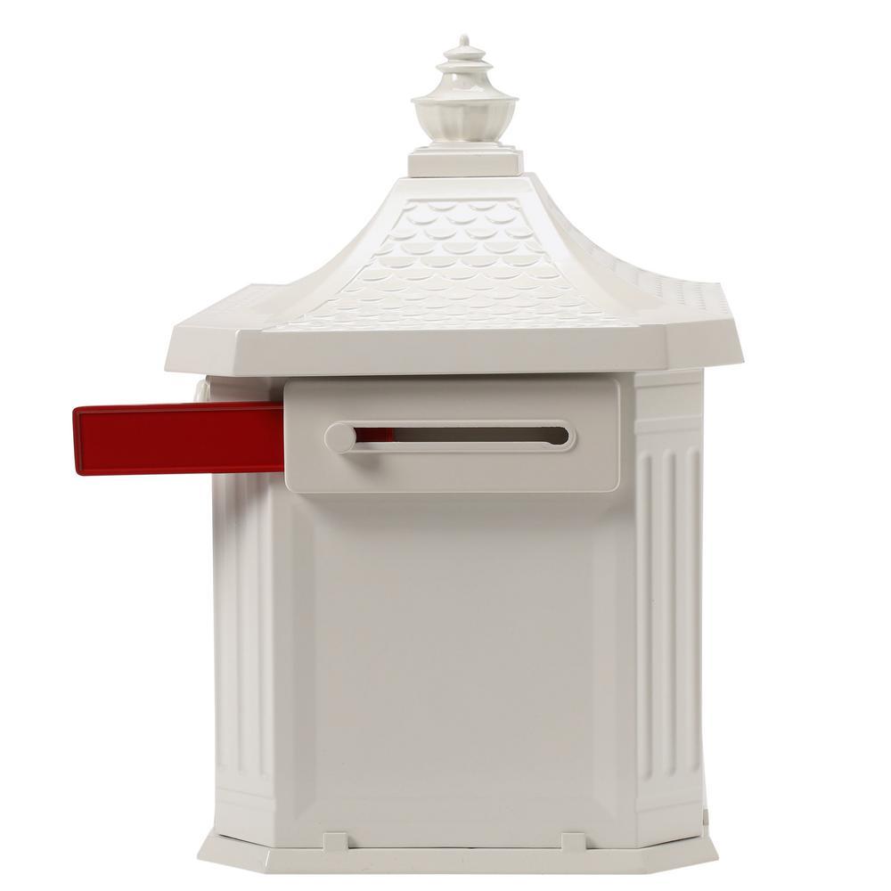 Hamilton Premium, Large, Locking, Aluminum, Post Mount Mailbox, White - Super Arbor
