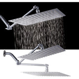 3-Spray Patterns 12 in. Wall Mount Rainfall Fixed Shower Head with Solid Brass  Adjustable Extension Arm in Chrome - Super Arbor