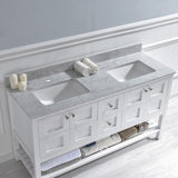 Basildon 61 in. W x 22 in. D Double Basin Carrara Marble Vanity Top in Carrara White with White Vitreous China Basins - Super Arbor