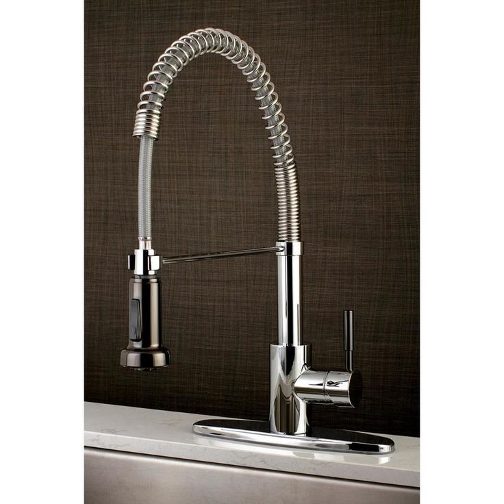 Kingston Brass Concord Black and Chrome 1-Handle Deck-Mount Pull-Out Handle Kitchen Faucet (Deck Plate Included)