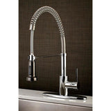 Kingston Brass Concord Black and Chrome 1-Handle Deck-Mount Pull-Out Handle Kitchen Faucet (Deck Plate Included)