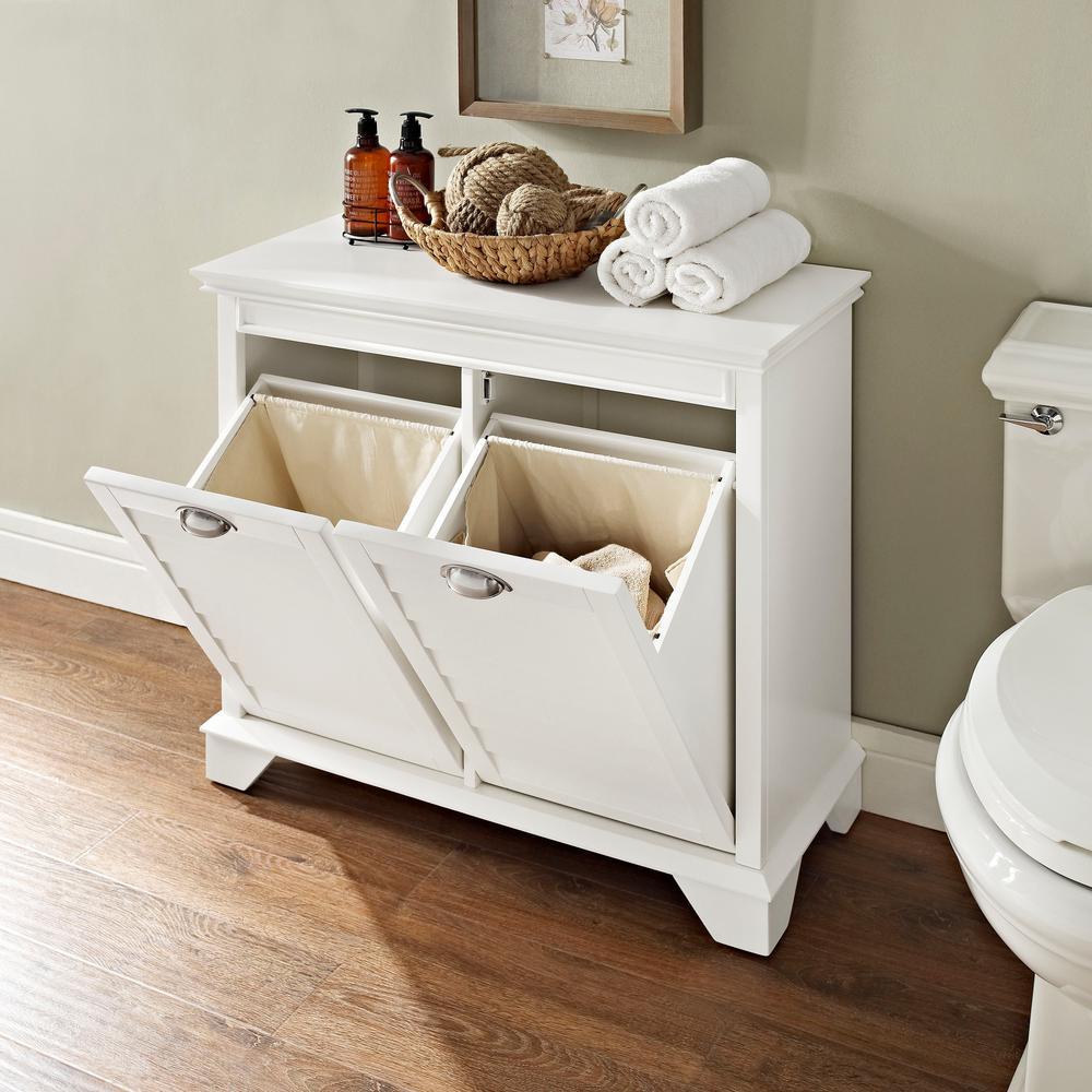 Lydia 31.13 in. W Linen Hamper in White - Super Arbor