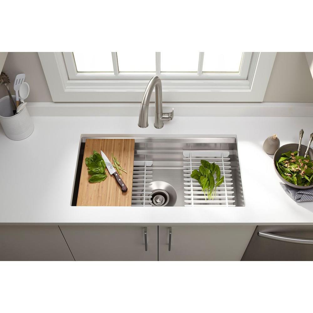 Prolific Workstation Undermount Stainless Steel 33 in. Single Bowl Kitchen Sink Kit with Accessories - Super Arbor