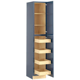 Home Decorators Collection Newport 18 in. W x 24 in. D x 90 in. H Assembled Plywood Pantry Kitchen Cabinet in Mythic Blue with 4ROT Soft Close RH