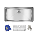 Crosstown Undermount Stainless Steel 32 in. Single Bowl Kitchen Sink with Center Drain