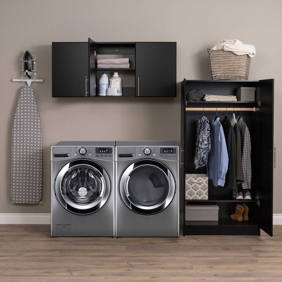 Prepac Elite 54-in W x 24-in H Wood Composite Black Wall-mount Utility Storage Cabinet