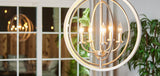 Progress Lighting Fairwood 5-Light Antique White and Galvanized Farmhouse Globe Medium Hanging Pendant Light