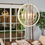 Progress Lighting Fairwood 5-Light Antique White and Galvanized Farmhouse Globe Medium Hanging Pendant Light