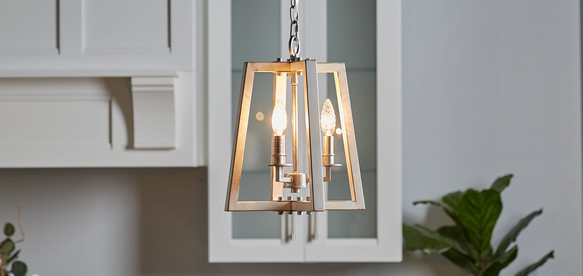 Progress Lighting Forrester 3-Light Antique White and Galvanized Farmhouse Lantern Medium Hanging Pendant Light