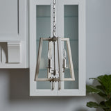 Progress Lighting Forrester 3-Light Antique White and Galvanized Farmhouse Lantern Medium Hanging Pendant Light