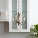 Progress Lighting Equinox 3-Light Burnished Silver Transitional Globe Medium Hanging Pendant Light