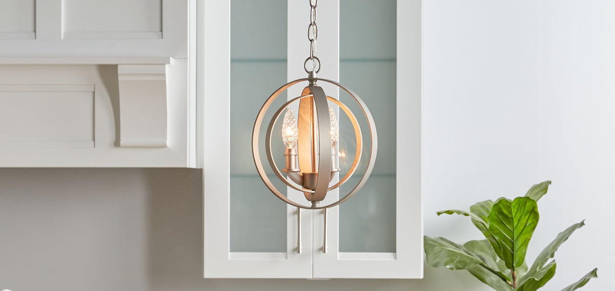 Progress Lighting Equinox 3-Light Burnished Silver Transitional Globe Medium Hanging Pendant Light