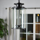 Progress Lighting Squire 3-Light Black Traditional Clear Glass Lantern Mini Indoor/Outdoor Hanging Pendant Light