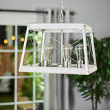Progress Lighting Bradberry 5-Light Antique White and Galvanized Farmhouse Square Medium Hanging Pendant Light