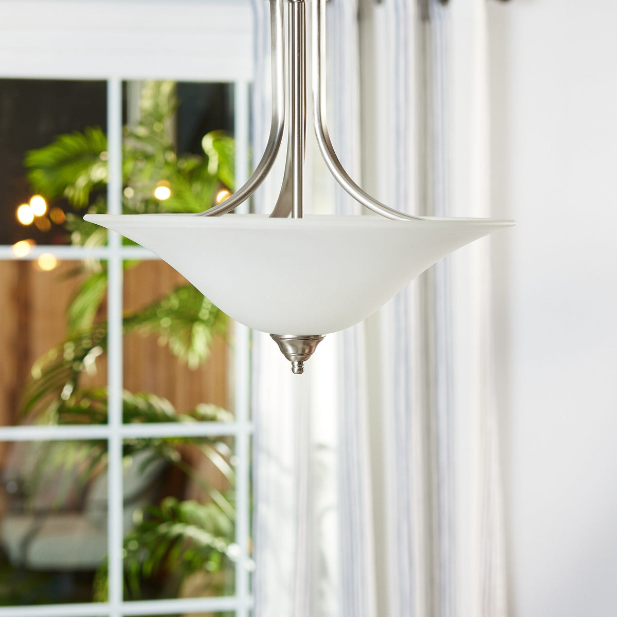 Kichler Dover 3-Light Brushed Nickel Transitional Seeded Glass Bowl Medium Hanging Single