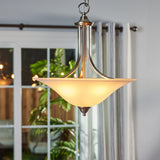Kichler Dover 3-Light Brushed Nickel Transitional Seeded Glass Bowl Medium Hanging Single