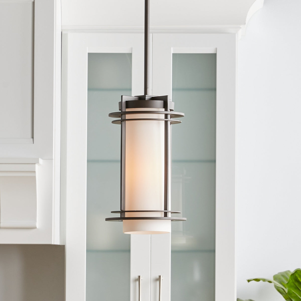 Kichler Pacific Edge Architectural Bronze Traditional Opal Glass Cylinder Pendant Light