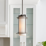 Kichler Pacific Edge Architectural Bronze Traditional Opal Glass Cylinder Pendant Light
