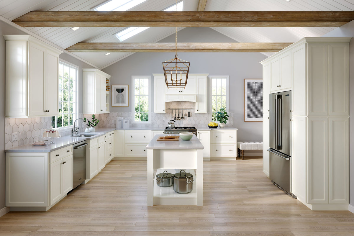 allen + roth McKeller 33-in W x 34.5-in H x 24-in D Linen 1-Drawer Base Fully Assembled Cabinet (Flat Panel Mitered Style)