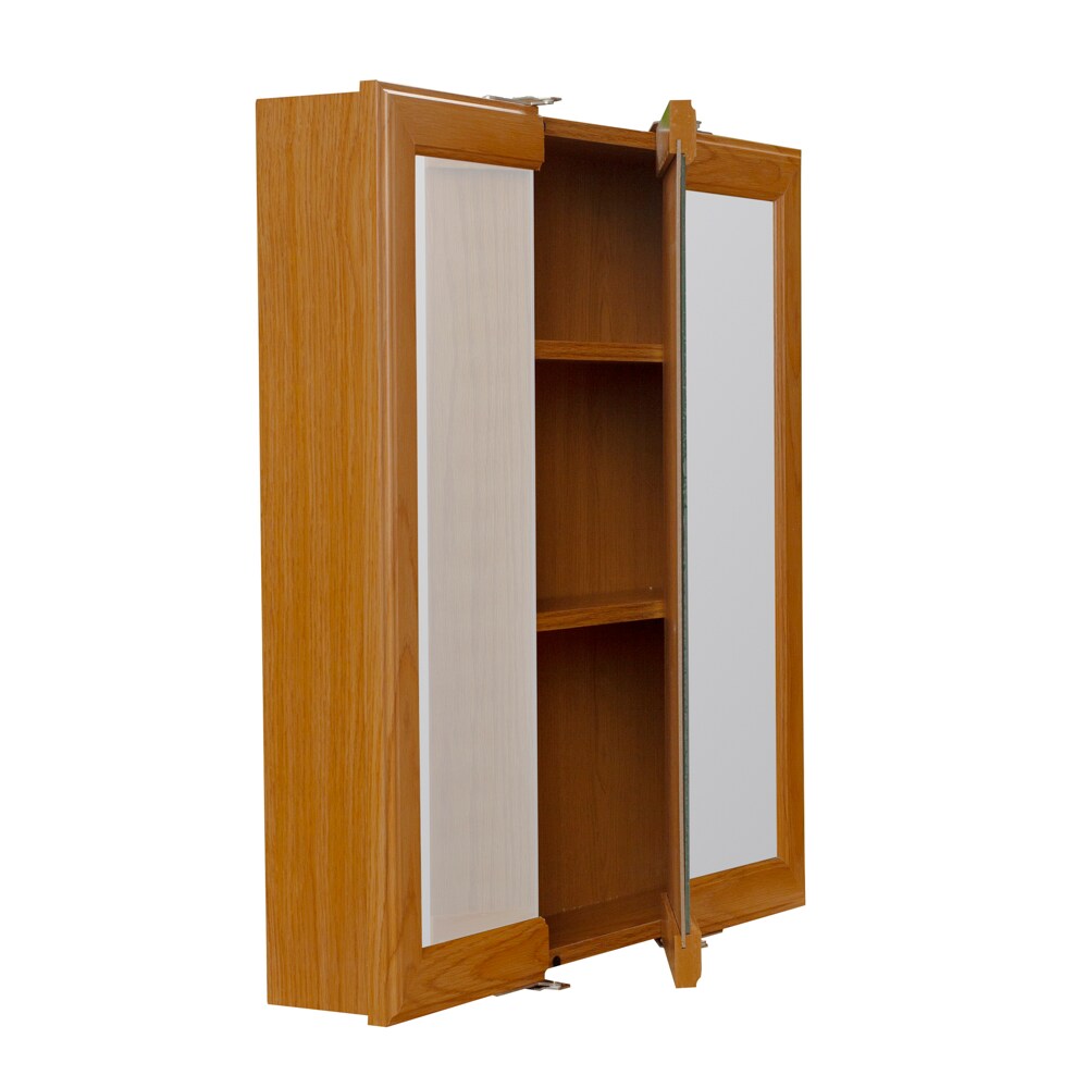 Project Source 24.25-in x 24-in Surface Mount Oak Mirrored Medicine Cabinet