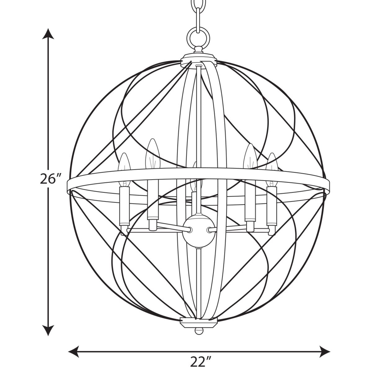 Progress Lighting Brandywine 5-Light Antique Bronze Transitional Globe Medium Hanging Pendant Light