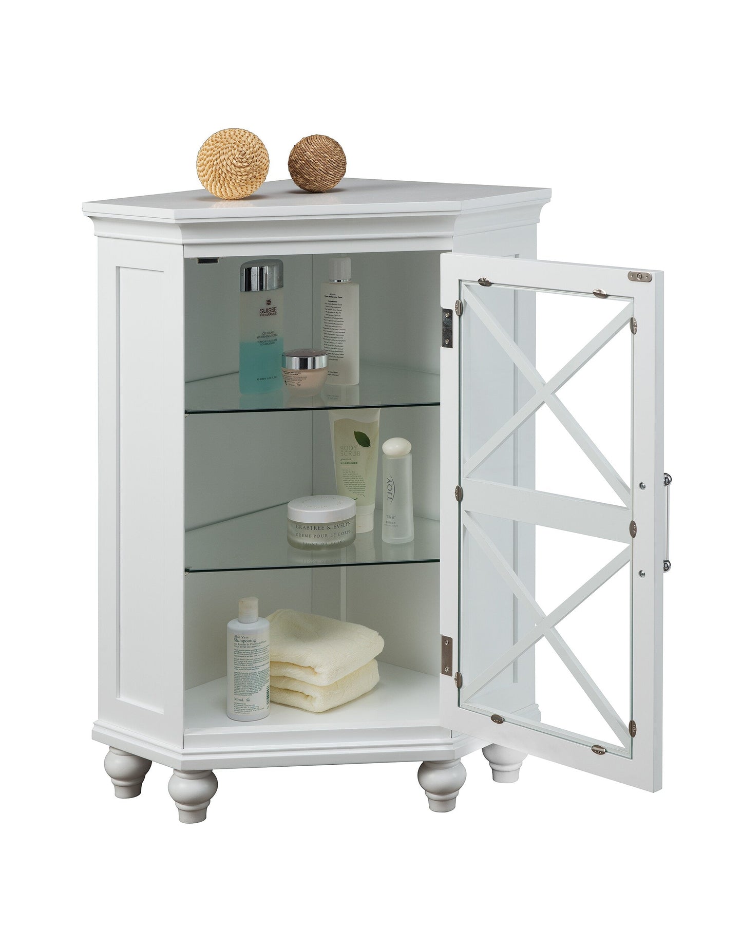 Teamson Home Blue 24.75-in x 32-in x 17.5-in White Freestanding Corner Linen Cabinet