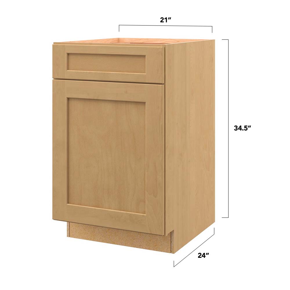 allen + roth Innsbrook 21-in W x 34.5-in H x 24-in D Rye 1-Drawer Base Fully Assembled Cabinet (Flat Panel Shaker Style)