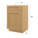 allen + roth Innsbrook 21-in W x 34.5-in H x 24-in D Rye 1-Drawer Base Fully Assembled Cabinet (Flat Panel Shaker Style)