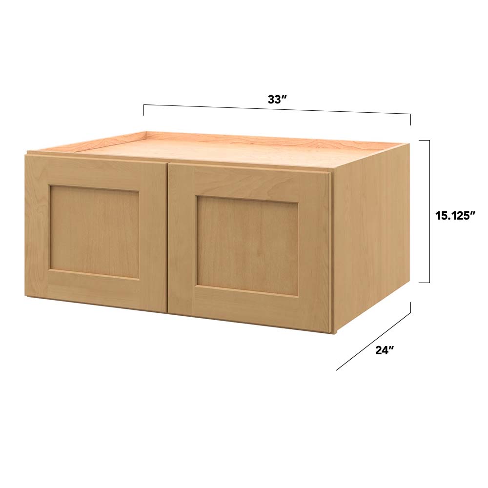 allen + roth Innsbrook 33-in W x 15.125-in H x 24-in D Rye Wall Fully Assembled Cabinet (Flat Panel Shaker Door Style)