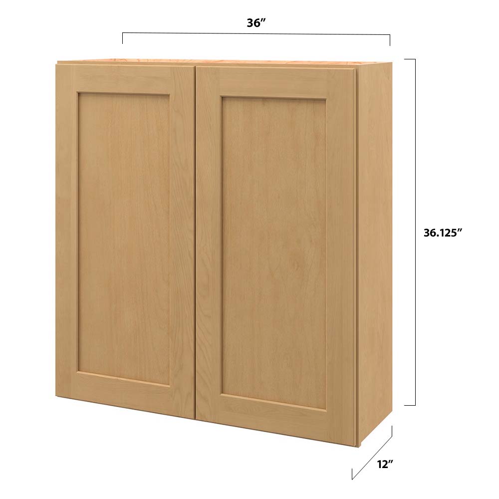 allen + roth Innsbrook 36-in W x 36.125-in H x 12-in D Rye Wall Fully Assembled Cabinet (Flat Panel Shaker Door Style)
