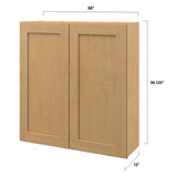 allen + roth Innsbrook 36-in W x 36.125-in H x 12-in D Rye Wall Fully Assembled Cabinet (Flat Panel Shaker Door Style)