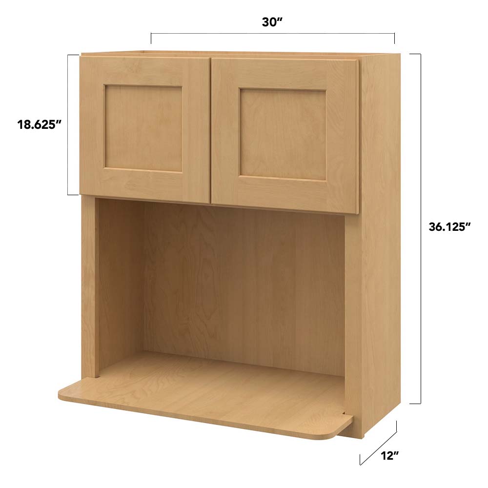 allen + roth Innsbrook 30-in W x 36.125-in H x 12-in D Rye Wall Fully Assembled Cabinet (Flat Panel Shaker Door Style)